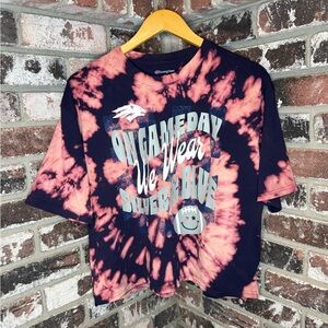 Nevada Wolfpack Football On Game Day We Wear Silver & Blue Bleach Spiral Croptop